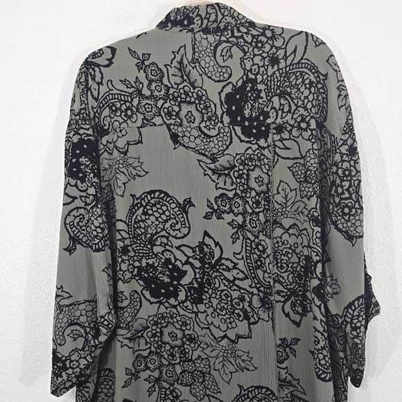 *NWT* We Be Bop Green-Gray/Black Tunic Top/Dress Floral Artsy Lagenlook, size 0X - Picture 8 of 12